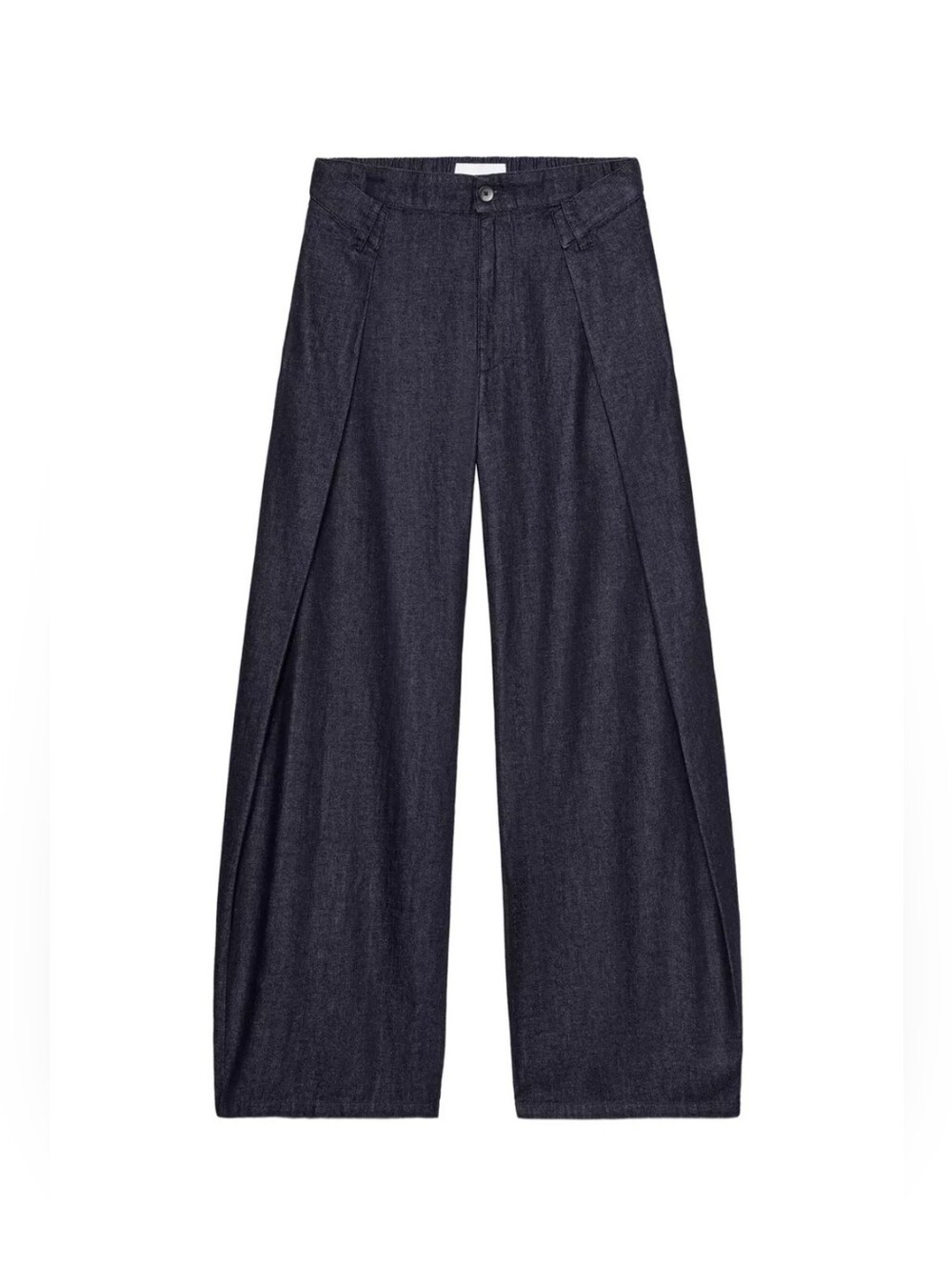 Zara Wide-Leg Dark Pleated Denim Trousers